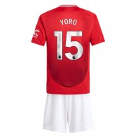 Fotbalové Dres Manchester United Leny Yoro #15 Dětské Domácí 2024-25 Krátký Rukáv (+ trenýrky)